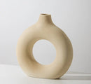 Ceramic Donut Vase – Modern Round Flower Vase for Living Room